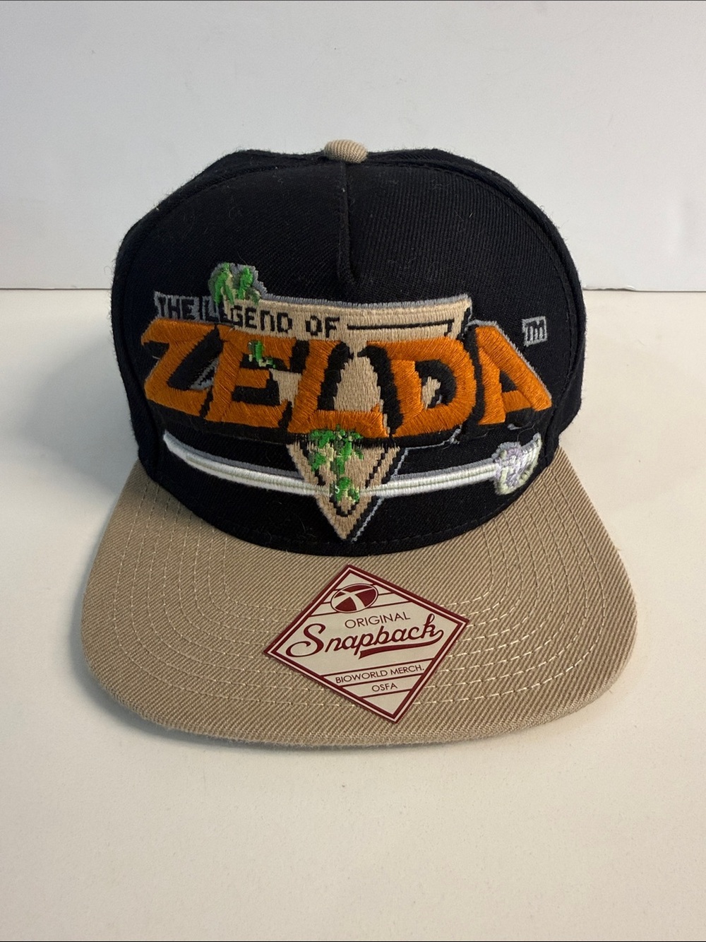 Nintendo Legend of Zelda Black Tan Hat Snapback 3D Embroidered Logo Sword 2016